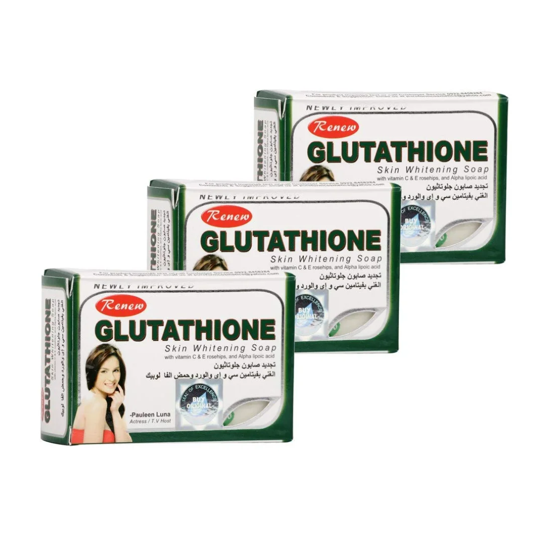 Renew Glutathione Soap Pack Of 3 (135G X 3) Skin Brightening Soap With Vitamin C Vitamin E And Rosehip Oil