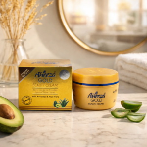 Aneeza Gold Beauty Cream With Avocado And Aloe Vera On Bathroom Counter – Daily Face Cream For Men And Women