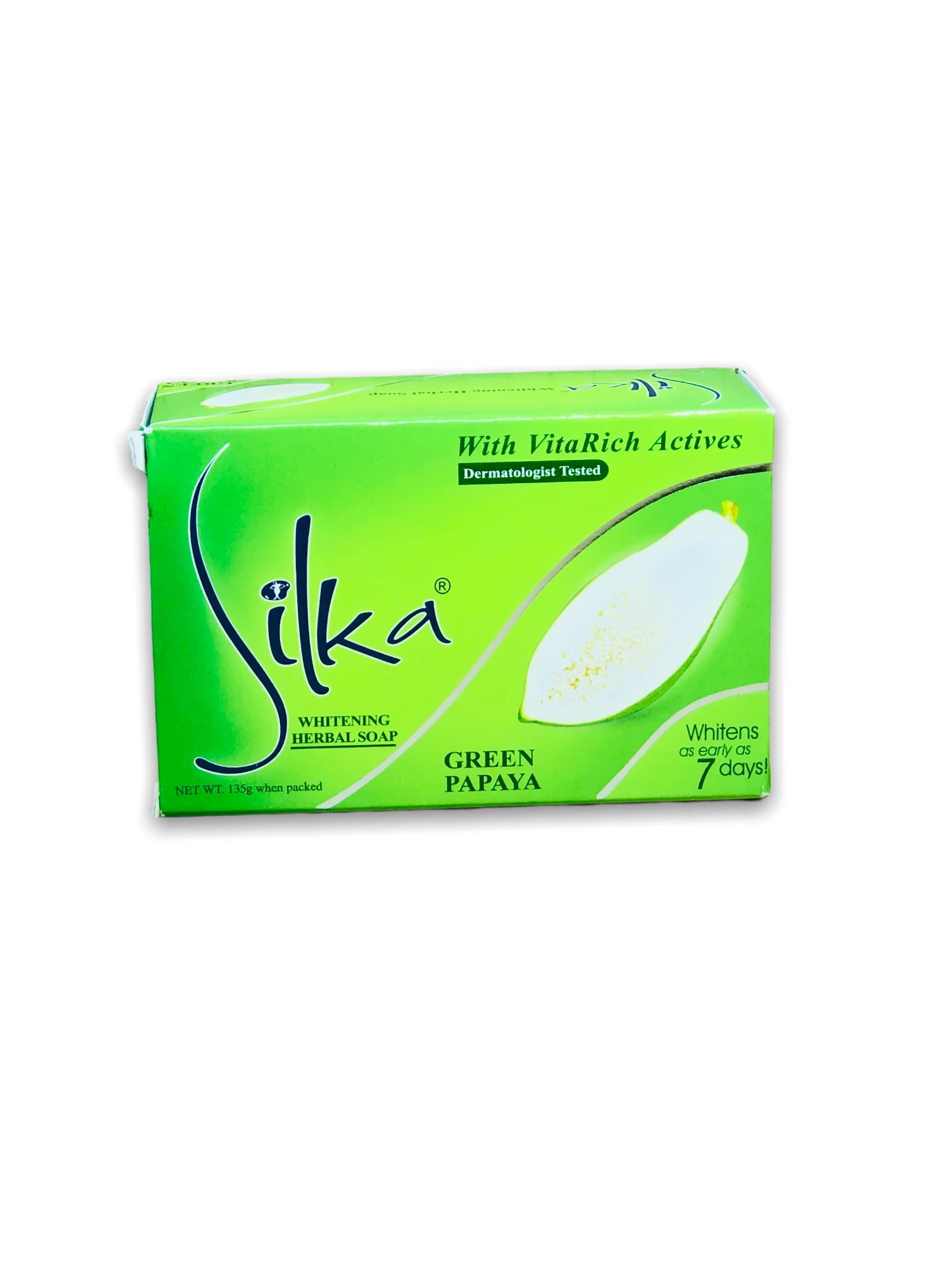 Silka Green Papaya Skin Whitening Soap 135G With Green Papaya Enzymes, Vitamin E And D-Panthenol For Brighter, Smoother, And Healthier-Looking Skin.